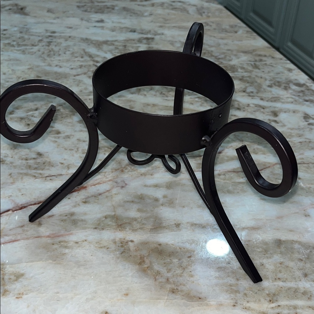 Elegant Glass Hurricane Candle Holder with Black Metal Stand - Picture 2 of 4